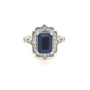 Natural Sapphire Diamond Ring Size 6.5 14k W G 3.51 TCW Certified $2,950 300214